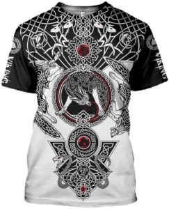 Camiseta vikinga lobo y runas